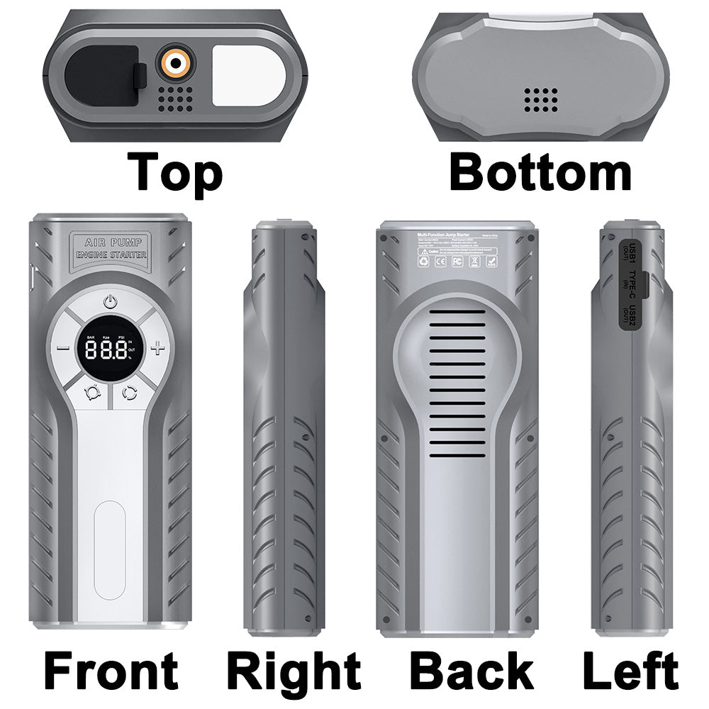 GKFLY 4000A Car Jump Starter with Air Compressor