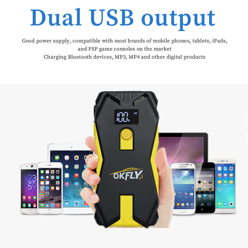 GKFLY RATEL Car Jump Starter Portable 12V Petrol Diesel Starting Device Cables Portable Power Bank 2000A Car Battery Charger Buster