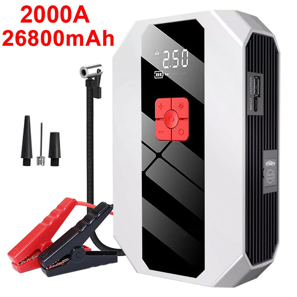 2000A Car Jump Starter Portable 26800mAh Power Bank 150 PSi Air Compressor