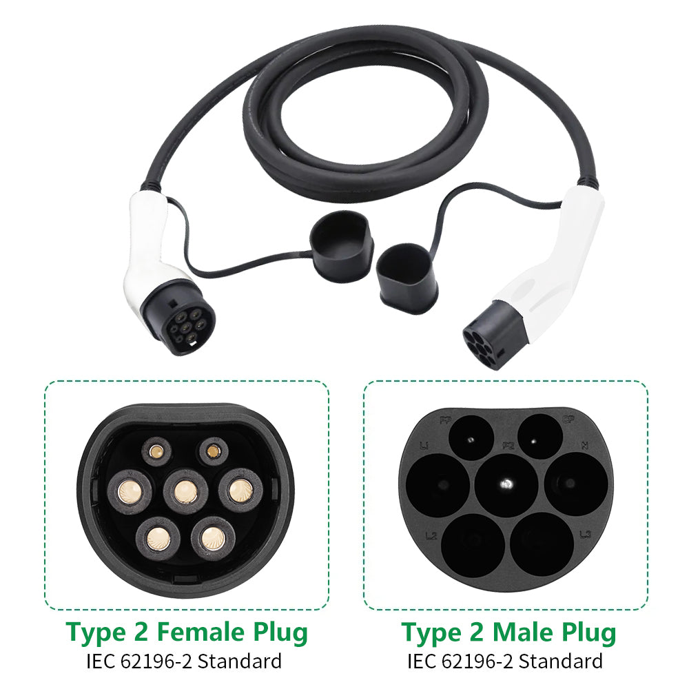 Teschev 16A/32A 11kW Type2 to Type2 EV Charging Charging Cable IEC 62196-2 Charger For Electric Vehicles PHEV Car In Public Station