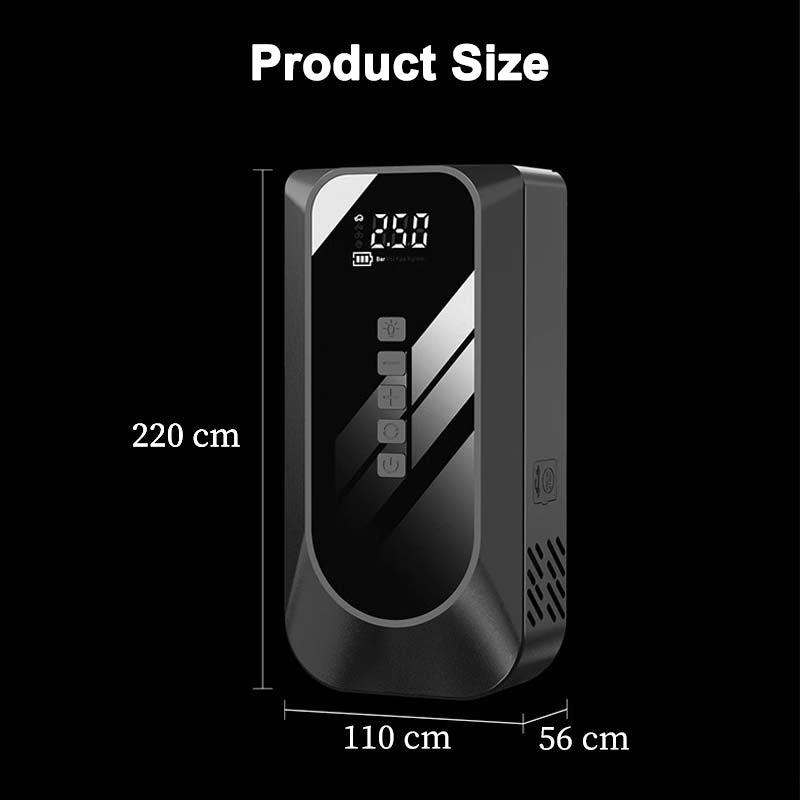 2000A Car Jump Starter Air Pump Multi-Function 4 In 1 Air Compressor Power Bank Car Battery Starter Starting Auto Tyre Inflator