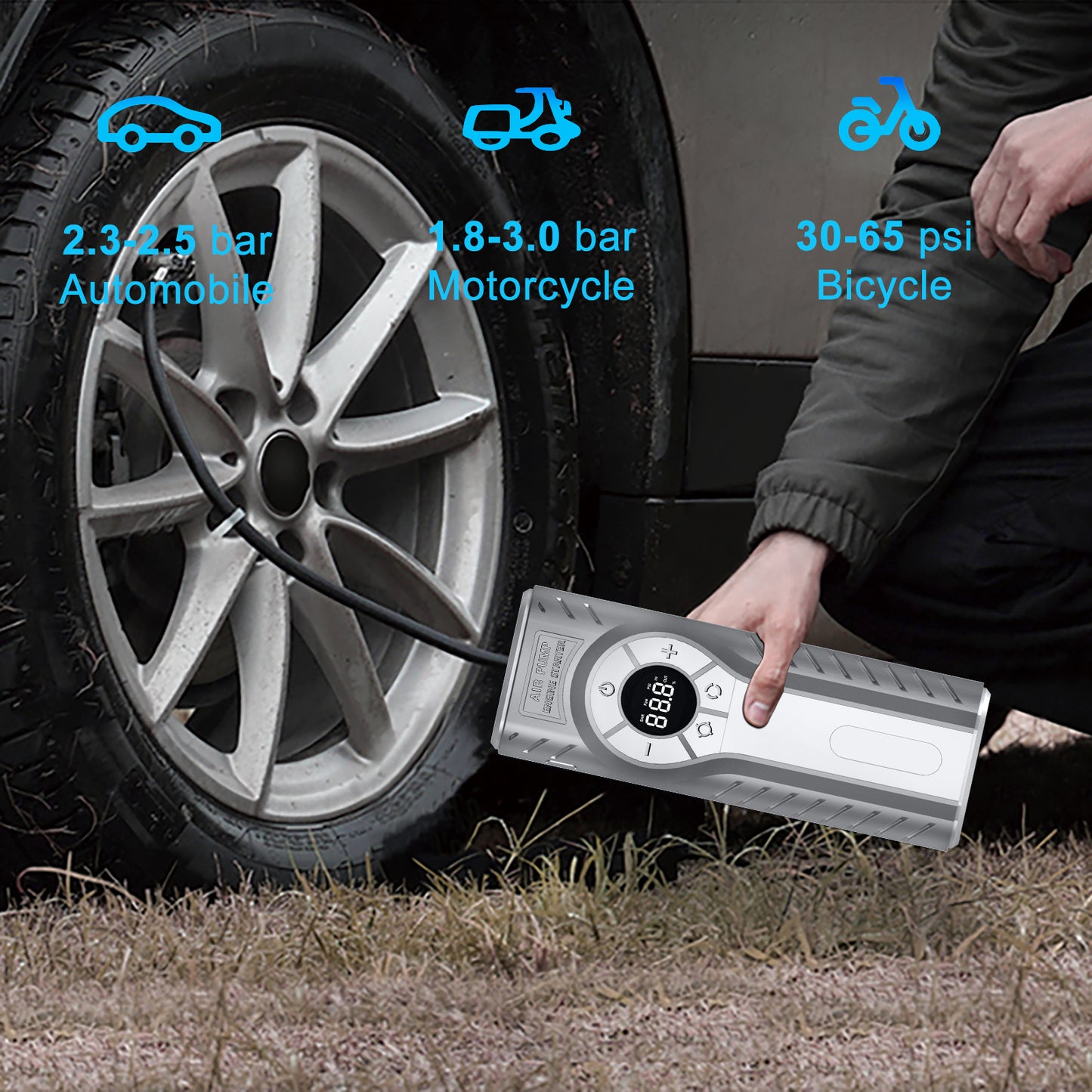 GKFLY 4000A Car Jump Starter with Air Compressor