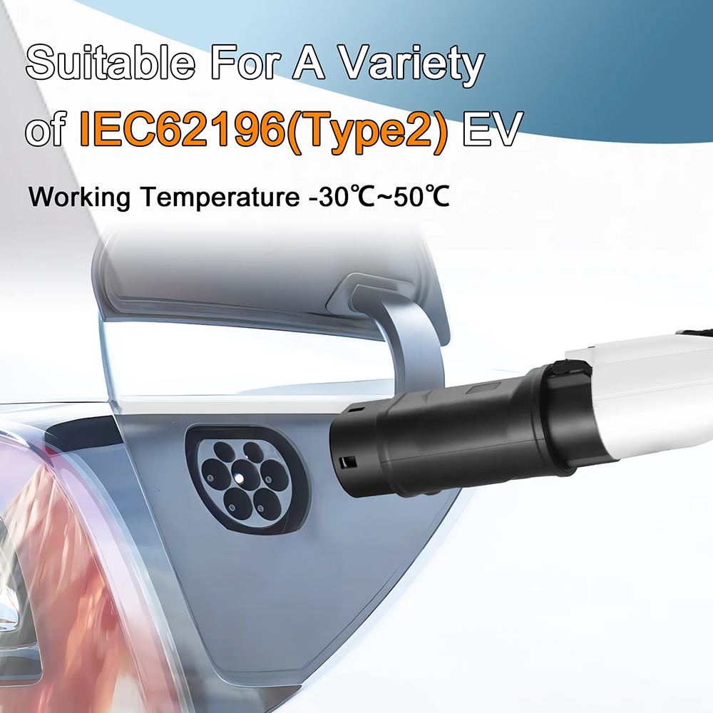 Teschev EVSE Adaptor 16A 32A Electric Vehicle Car EV Charger Connector SAE J1772 Socket Type 1 To Type 2 EV Adapter Socket
