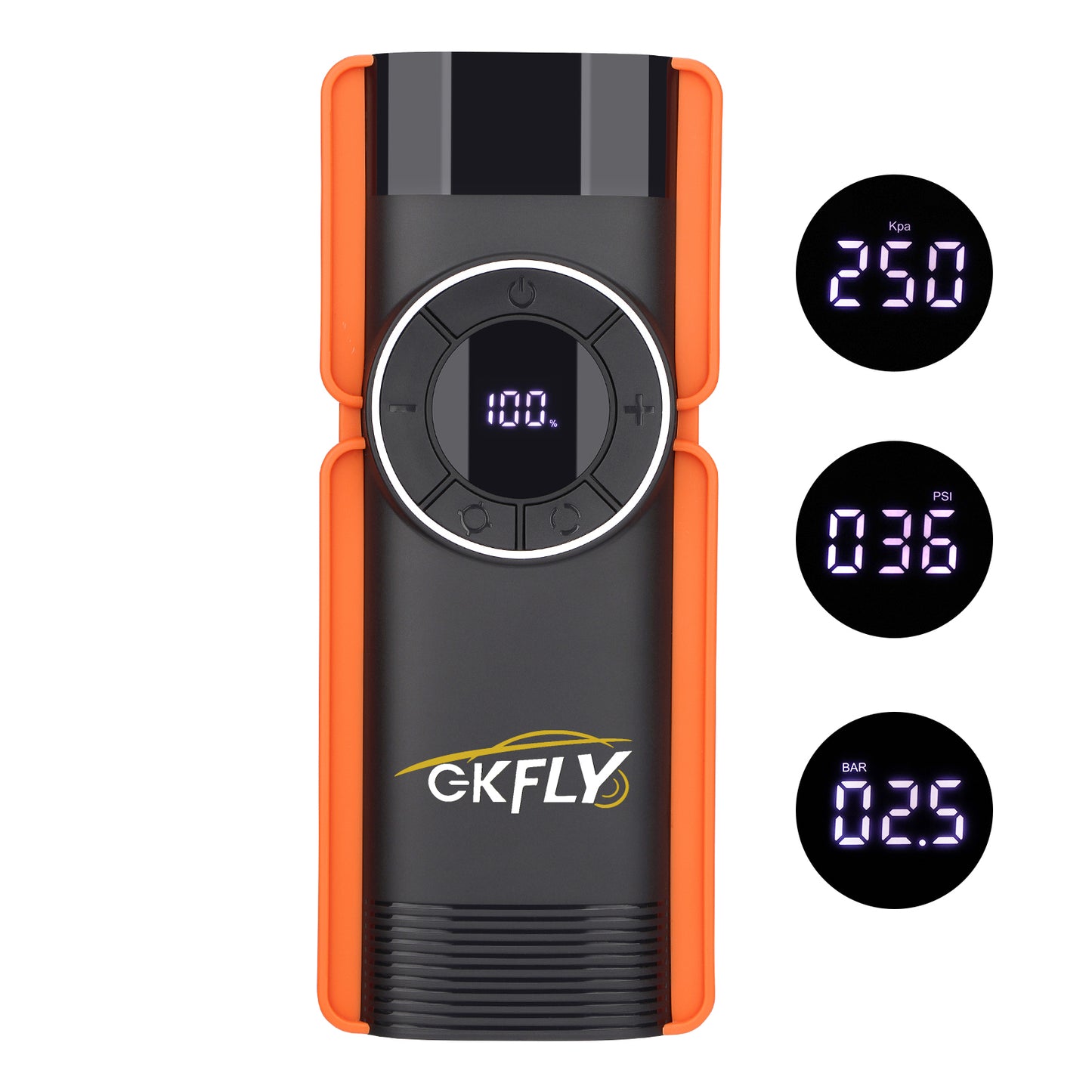 GKFLY TURBO Jump Starter 4 in 1 Pump Air Compressor 2000A Power Bank 12V Digital Tire Inflator 150PSI Emergency Battery Booster