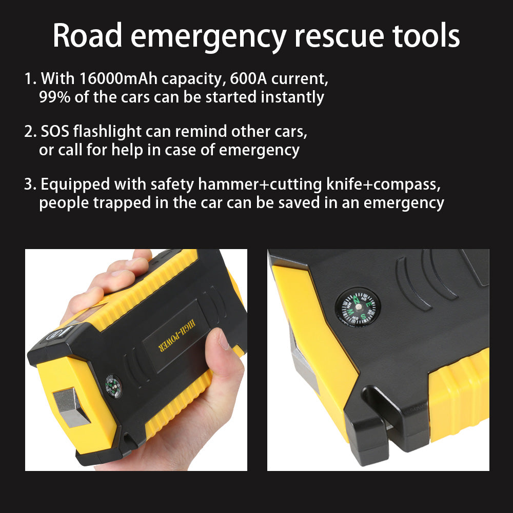 GKFLYJS-19 16000mAh Car Jump Starter Power Bank Car Battery Booster Charger 12V Starting Device Petrol Diesel Car Starter Buster