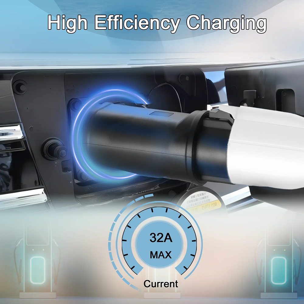 Teschev EVSE Adaptor 16A 32A Electric Vehicle Car EV Charger Connector SAE J1772 Socket Type 1 To Type 2 EV Adapter Socket