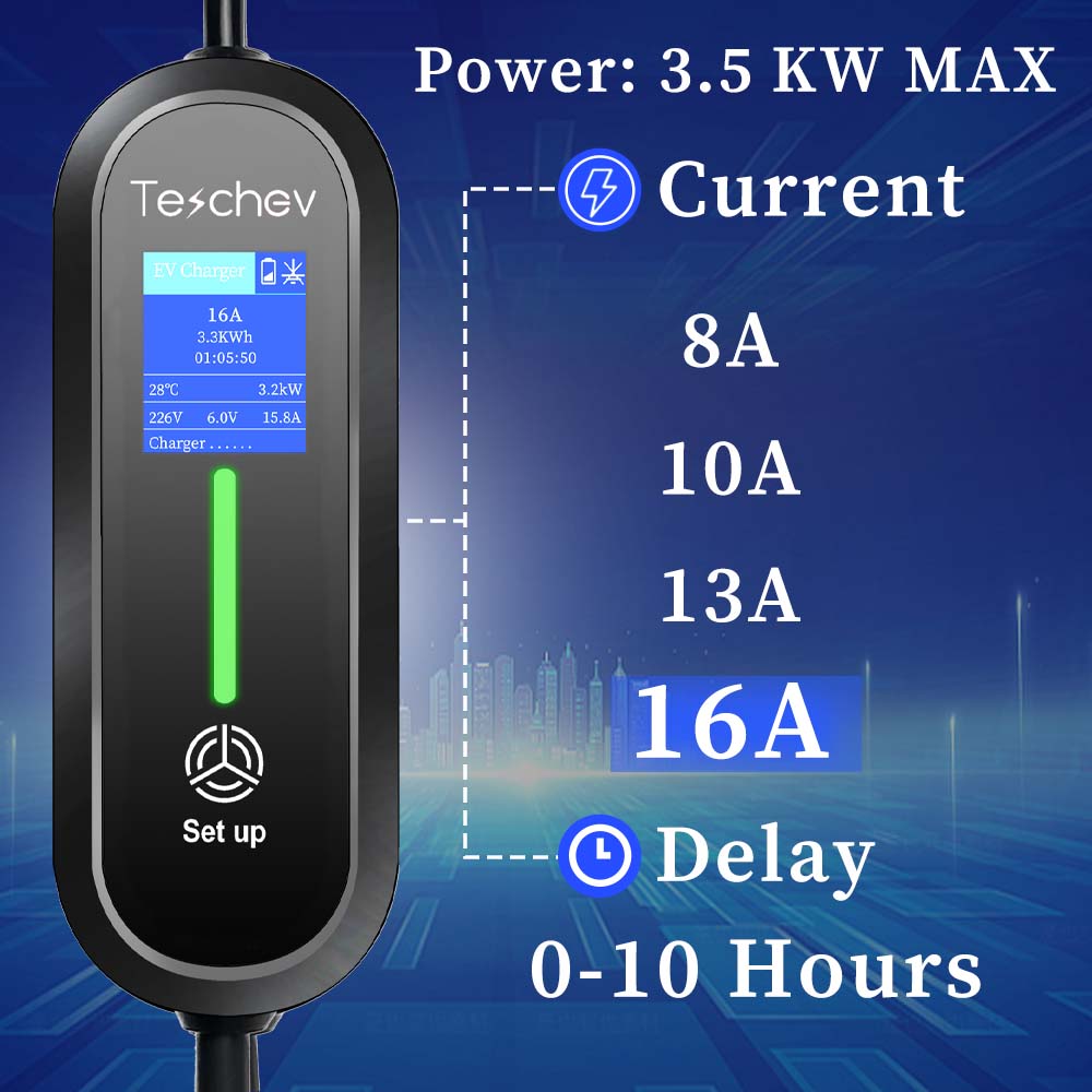 Teschev 220V Portable EV Charger 16A Charging Cable GBT Wallbox EVSE Charging Stations for Electric Vehicle