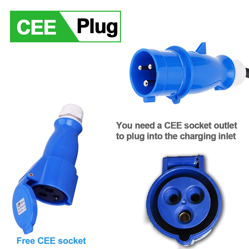 Teschev 32A 7KW Type2 EV Charger Portable GB/T Electric Vehicle Charger Type1 Wallbox CEE Plug EVSE Charging Cable 5M