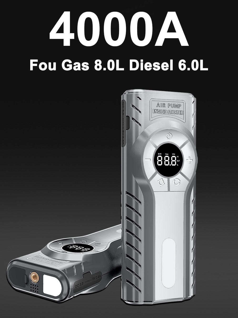 GKFLY 4000A Car Jump Starter with Air Compressor