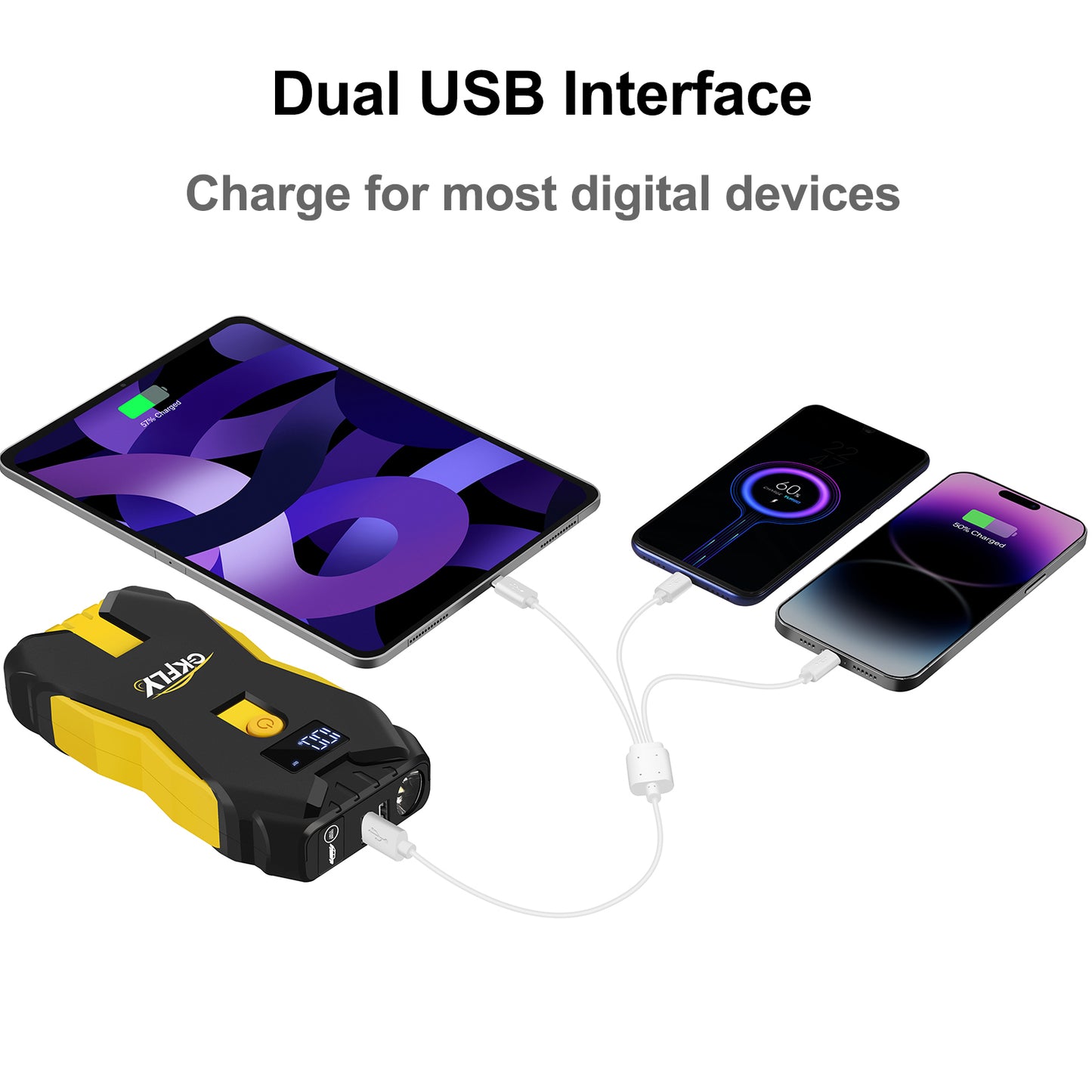 GKFLY RATEL Car Jump Starter Portable 12V Petrol Diesel Starting Device Cables Portable Power Bank 2000A Car Battery Charger Buster