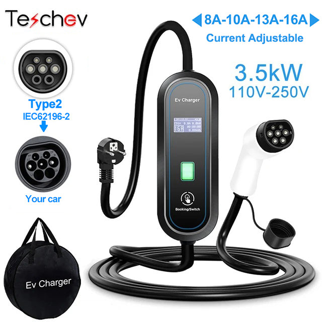 Teschev 220V 230V EV Charger Type 2 3.5kW Fast Charging Wallbox Charging Cable