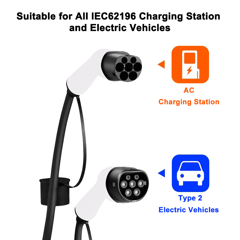 Teschev 16A/32A 11kW Type2 to Type2 EV Charging Charging Cable IEC 62196-2 Charger For Electric Vehicles PHEV Car In Public Station
