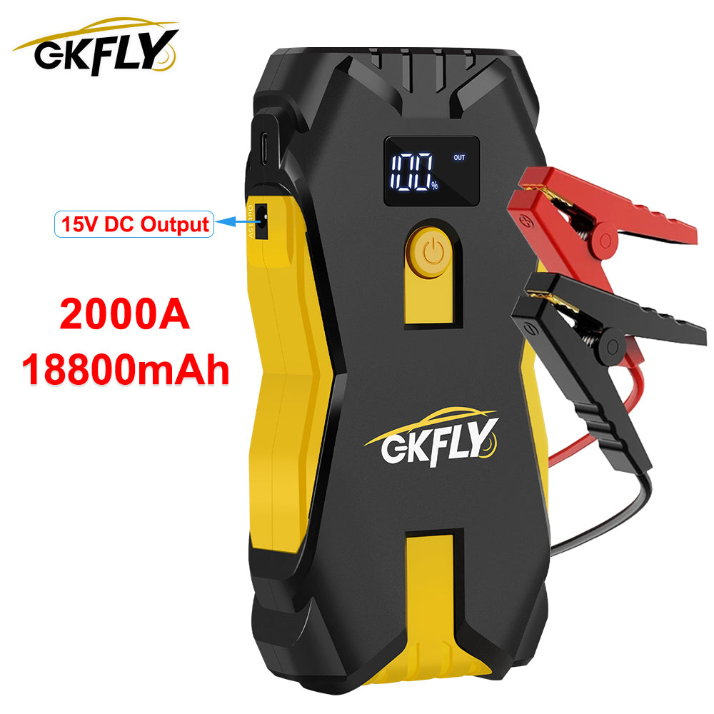 GKFLY RATEL Car Jump Starter Portable 12V Petrol Diesel Starting Device Cables Portable Power Bank 2000A Car Battery Charger Buster