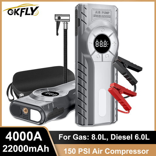 GKFLY 4000A Car Jump Starter with Air Compressor