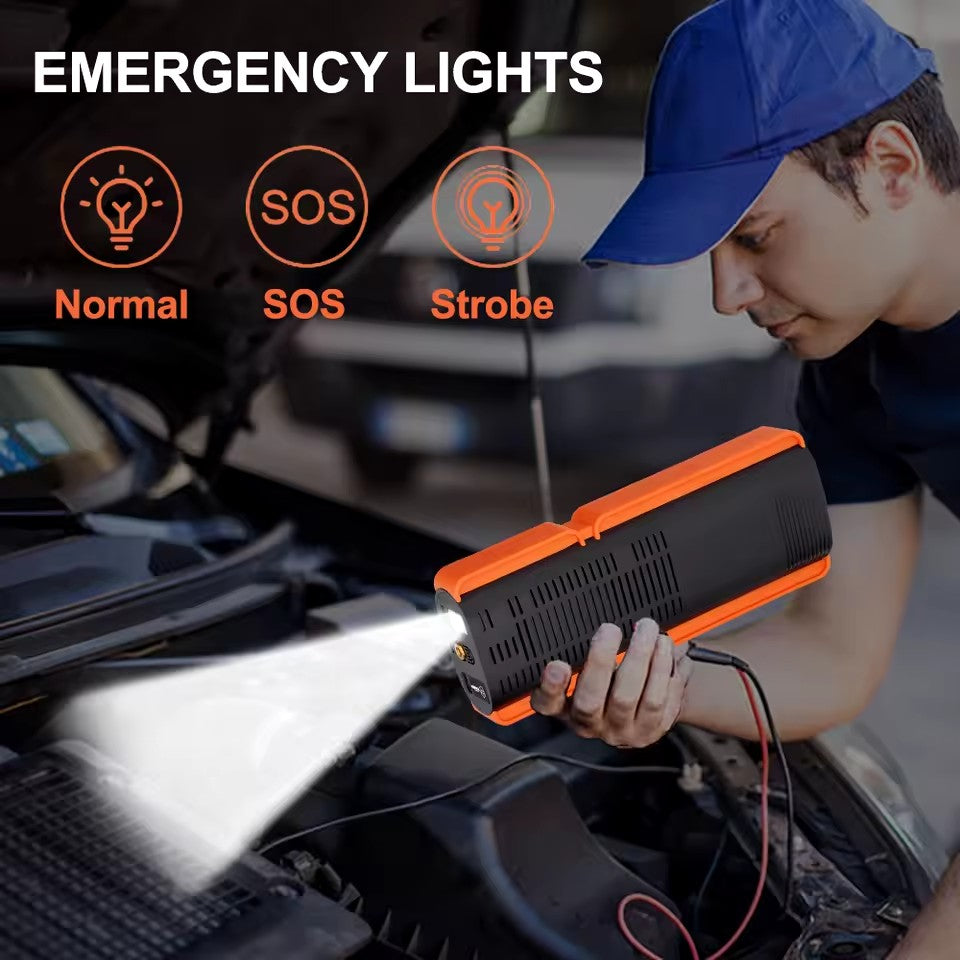 GKFLY TURBO Jump Starter 4 in 1 Pump Air Compressor 2000A Power Bank 12V Digital Tire Inflator 150PSI Emergency Battery Booster