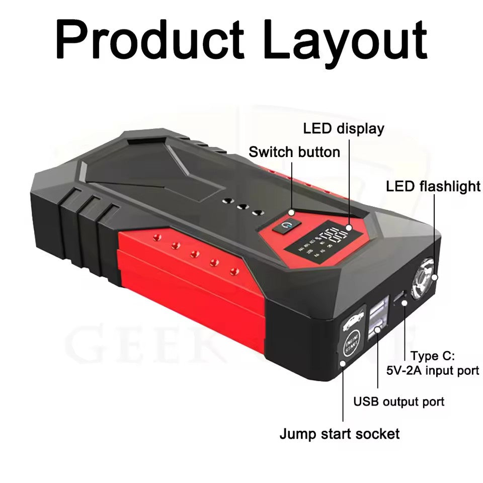 GKFLY M43 Portable Car Jump Starter 18000mAh Power Bank Car Booster Charger 12V Starting Device Petrol Diesel Car Emergency Booster