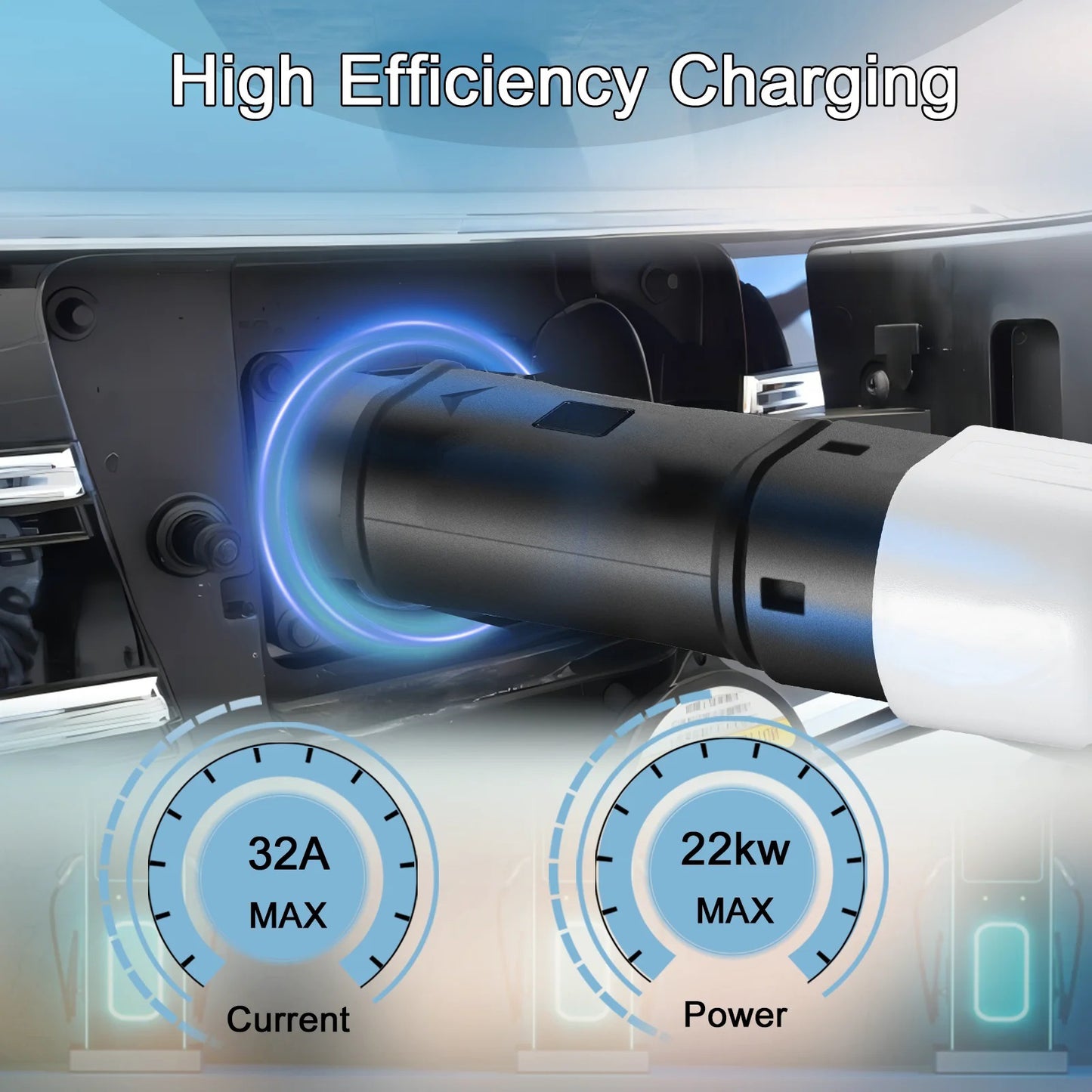 Teschev GBT to Type 2 EV Charger Adaptor IEC 62196 To GB China Standard EV Charger Converter Adapter 16A 32A for EVSE Charging
