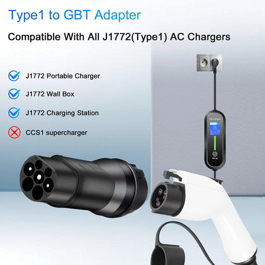 32A Type 1 to GBT EV Charger Adapter Type 1 Female Plug to GBT Male Plug Adaptor for Chinese Brand Electric Vehicle
