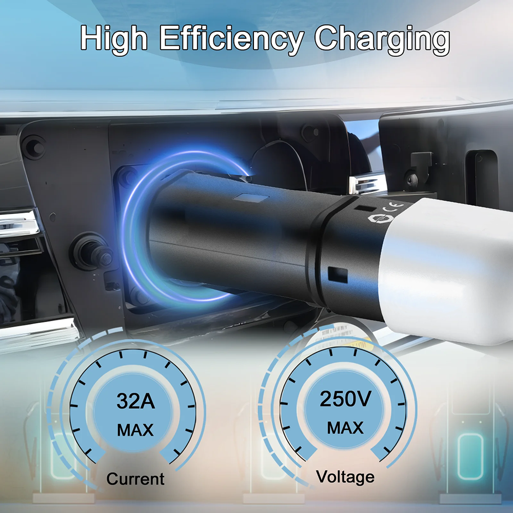 EV Adapter IEC 62196 Type 2 to Type 1 J1772 32A EVSE Charger Connector Electric Vehicle Cars Charging Converters