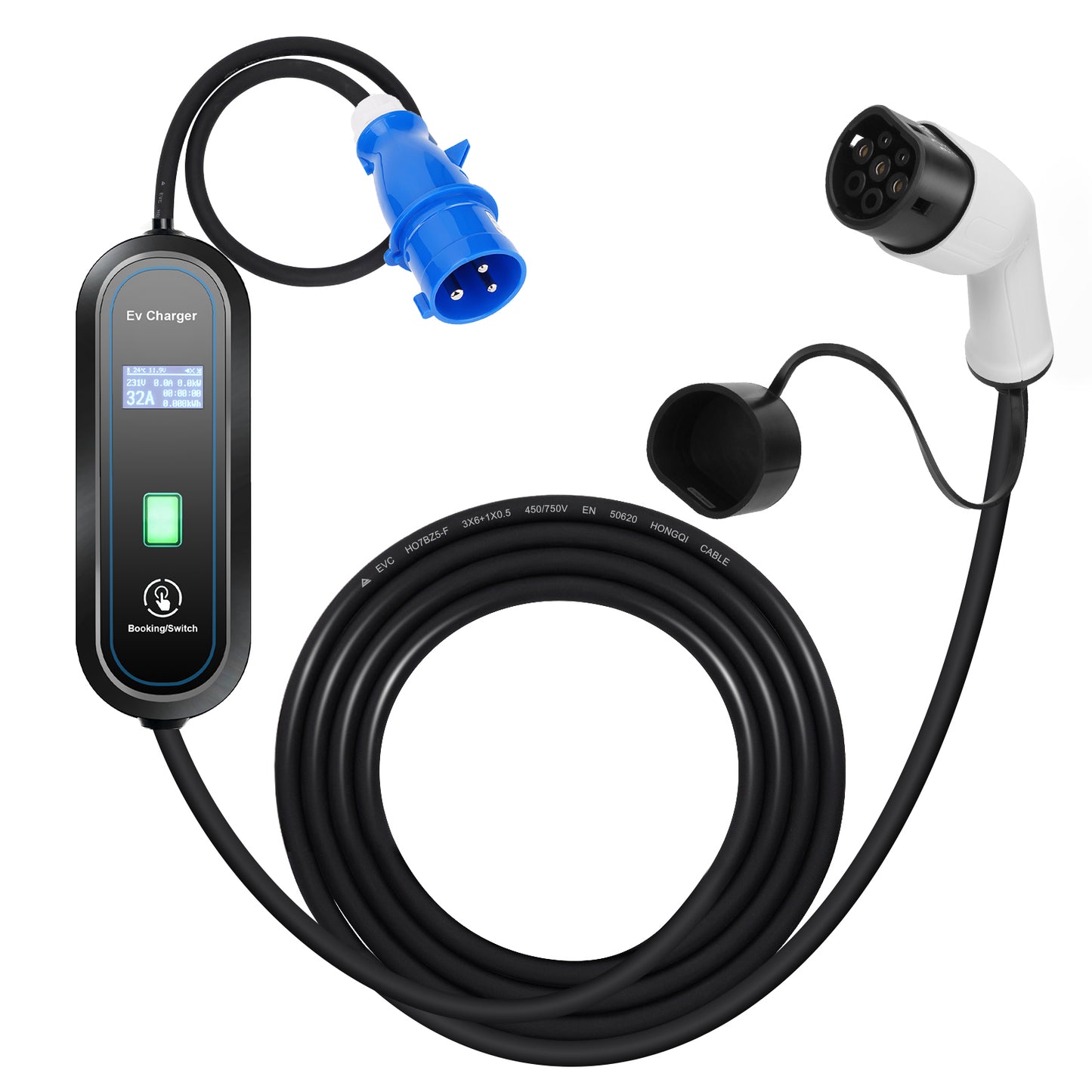 Teschev 32A 7KW Type2 EV Charger Portable GB/T Electric Vehicle Charger Type1 Wallbox CEE Plug EVSE Charging Cable 5M