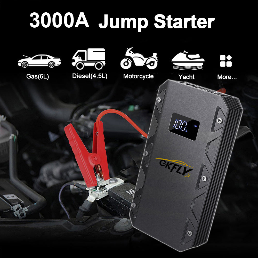 GKFLY 3000A Car Jump Starter 12V Starting Device Power Bank 18000mAh Car Battery Booster