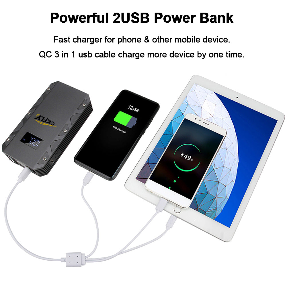 GKFLY 3000A Car Jump Starter 12V Starting Device Power Bank 18000mAh Car Battery Booster