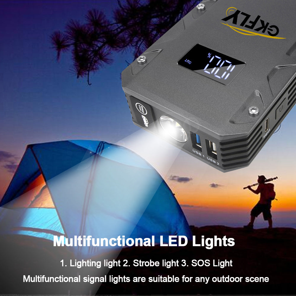 GKFLY 3000A Car Jump Starter 12V Starting Device Power Bank 18000mAh Car Battery Booster